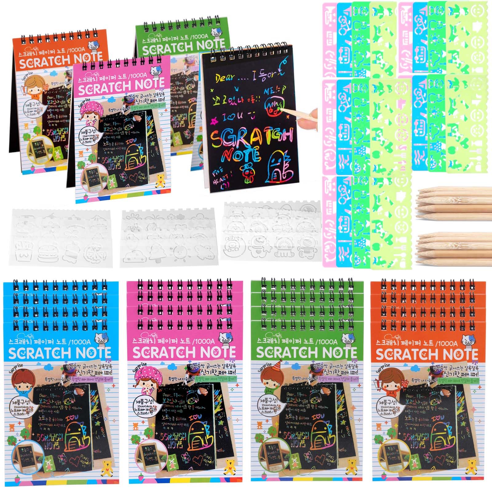 20 Pack Scratch Notebooks, Rainbow Scratch Paper Art Notebooks, Scratch Note Pads with Wooden Stylus, Scratch Art Notebook for Kids Birthday Party Favors, Goodie Bags Stuffers, Classroom Prizes