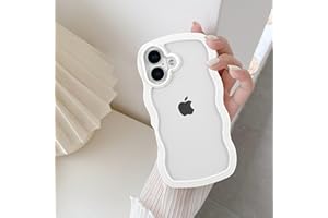 QLTYPRI Compatible with iPhone 16 Case, Cute Curly Wave Frame Clear Case for Girls Women, Transparent Soft Silicone TPU Bumpe