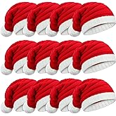 Ramede 12 Christmas Knitted Elf Hats Santa Hat for Adults Xmas Beanie Winter Hats with Pompom Bulk Crochet Caps for Women Men