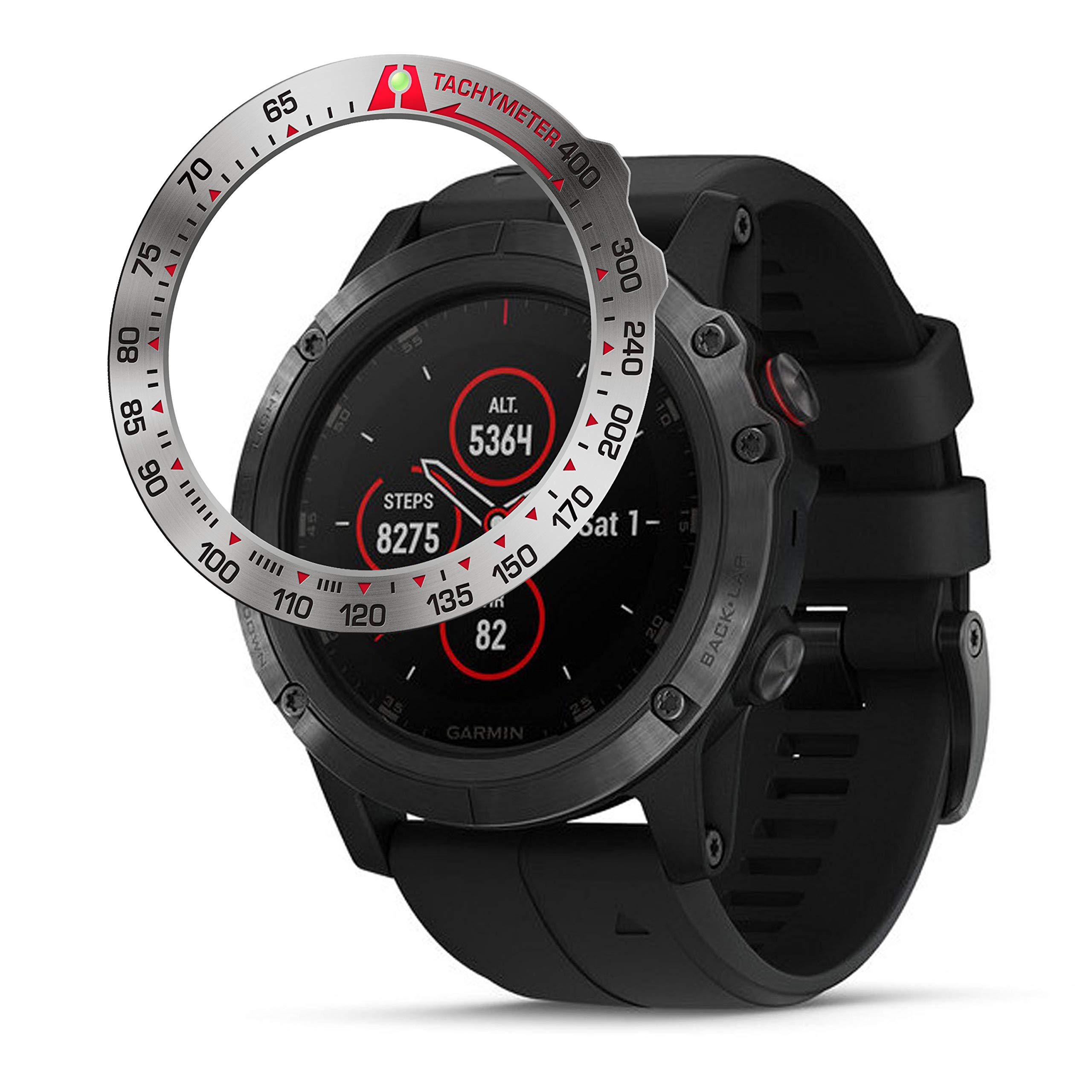 BaiHui Titanium Metal Bezel Ring Compatiable with Garmin Fenix 5X Plus Bezel Ring Adhesive Cover Anti Scratch & Collision Protector for Garmin Watch Accessory (Titanium- Not Fit Fenix 5 / 5X)