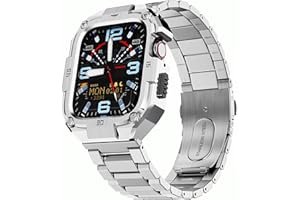 MOFREE Stainless Steel Watch Band with Case Compatible for Apple Watch 49mm Ultra 2 (2024) / Ultra for Men, Rugged Strap with Metal Protective Bumper Cover for iWatch Band 49mm Silver