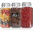 ComSaf Glass Food Storage Jar with Airtight Lid 2.3L/78OZ Set of 3, Storage Canister Container Square with Clear Preserving S