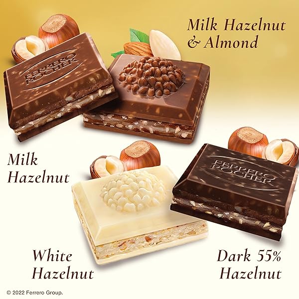 FERRERO ROCHER PREMIUM CHOCOLATE BARS, 8 COUNT VARIETY PACK, INDIVIDUALLY WRAPPED, 3.1 OZ EACH