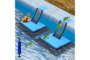Omobolanle Pool Animal Saving Escape Ramp, Floating Frog Saver for Swimming Pool, Saving Small Animals Entering Pool, Frog Duck Chipmunk Mice, Reduced Maintenance Time for Pool, Blue 2pcs