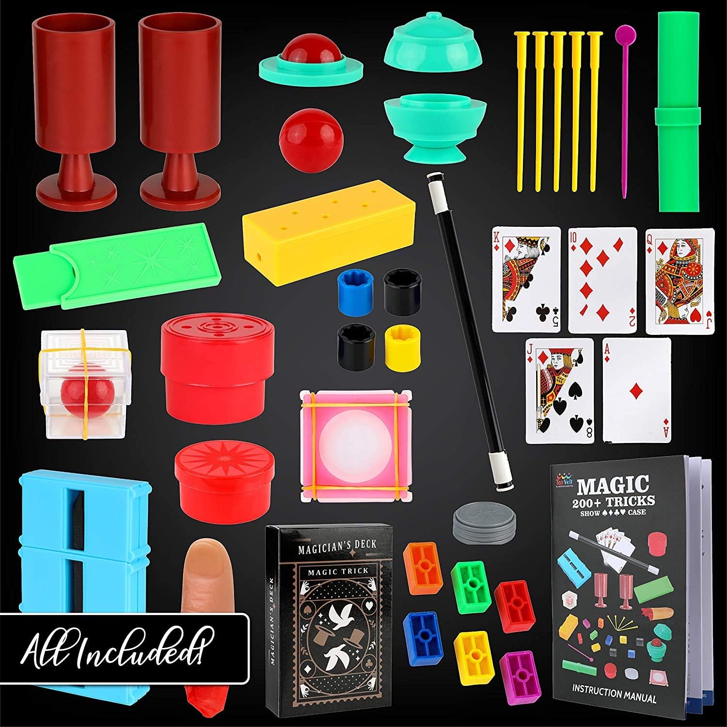 ToyVelt Magic Tricks Magic Set - Kids Magic Kit for Beginners with Over 200 Tricks and Instructions - Hours of Fun and Learning - for Boys and Girls Ages 5, 6,7 and Up: Toys & Games