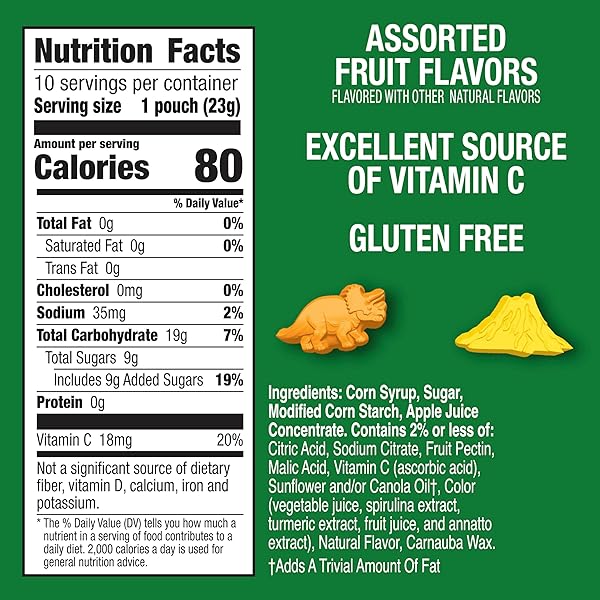 JURASSIC WORLD FRUIT FLAVORED SNACKS, GLUTEN FREE, KIDS SNACKS, 10 CT, 8 OZ