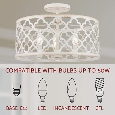 Buy Kira Home Sutton 16 3 Light Modern Semi Flush Mount Ceiling Light Metal Drum Shade Antique White Finish Online In Portugal B084yqrtgv