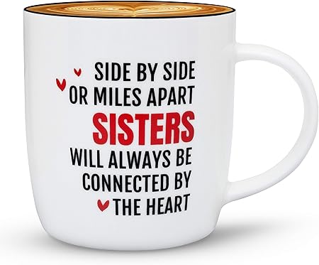 Regali Di Natale Per Mia Sorella.Gifffted Tazza Da Caffe Per Sorella Side By Side Idee Regalo Di Compleanno Per Sorelle Idee Regali San Valentino Per Lei Natale Ceramica 380 Ml Tazze Amazon It Casa E Cucina