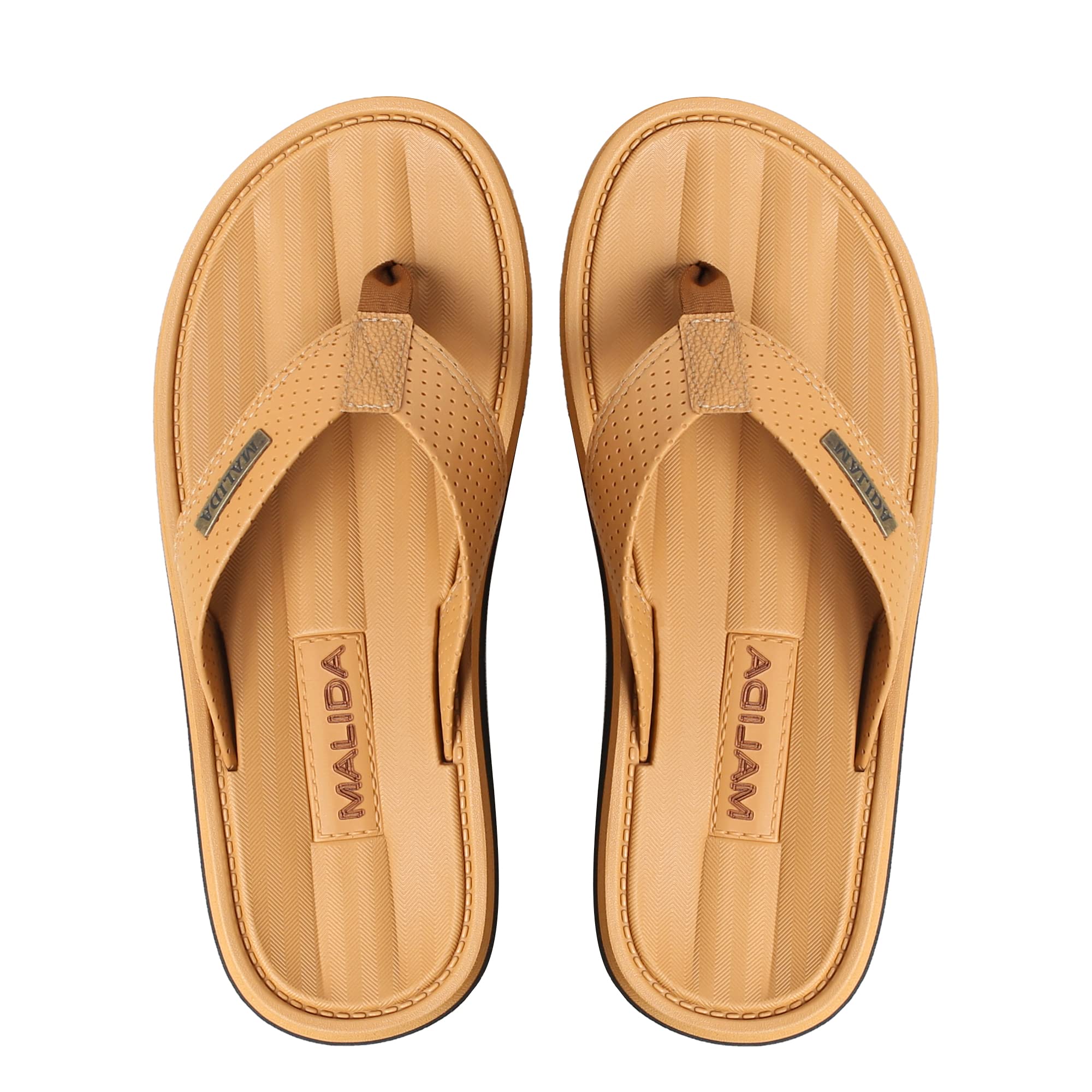 Photo 1 of MALIDA Mens Flip Flops Non-Slip Bathroom Shower Shoes Waterproof Cushion foam Indoor and Outdoor Thong Sandals,Khaki US 8