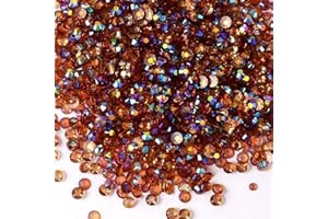 KDKYY 3000 Pieces SS6 2mm Flatback Rhinestones AB Clear Round Gems Crystals for Nail Art DIY Crafts Clothes Shoes Bags （Transparent Yellow Coffee AB）