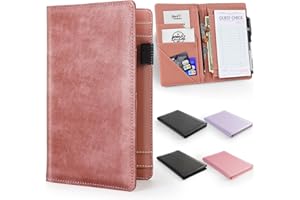 LINTRU Server Book, Server Books for Waitress with Multi-Functional Pockets Design, Premium Pu Leather Waitress Book with Zipper Pocket, Ideal for Restaurants, Bars, and Hotels(B-Pink)