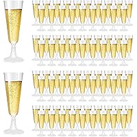 Voittozege100 Pcs Plastic Champagne Flutes 5oz Disposable Clear Champagne Glasses Cocktail Cups for Dessert, Wine, Assemble P