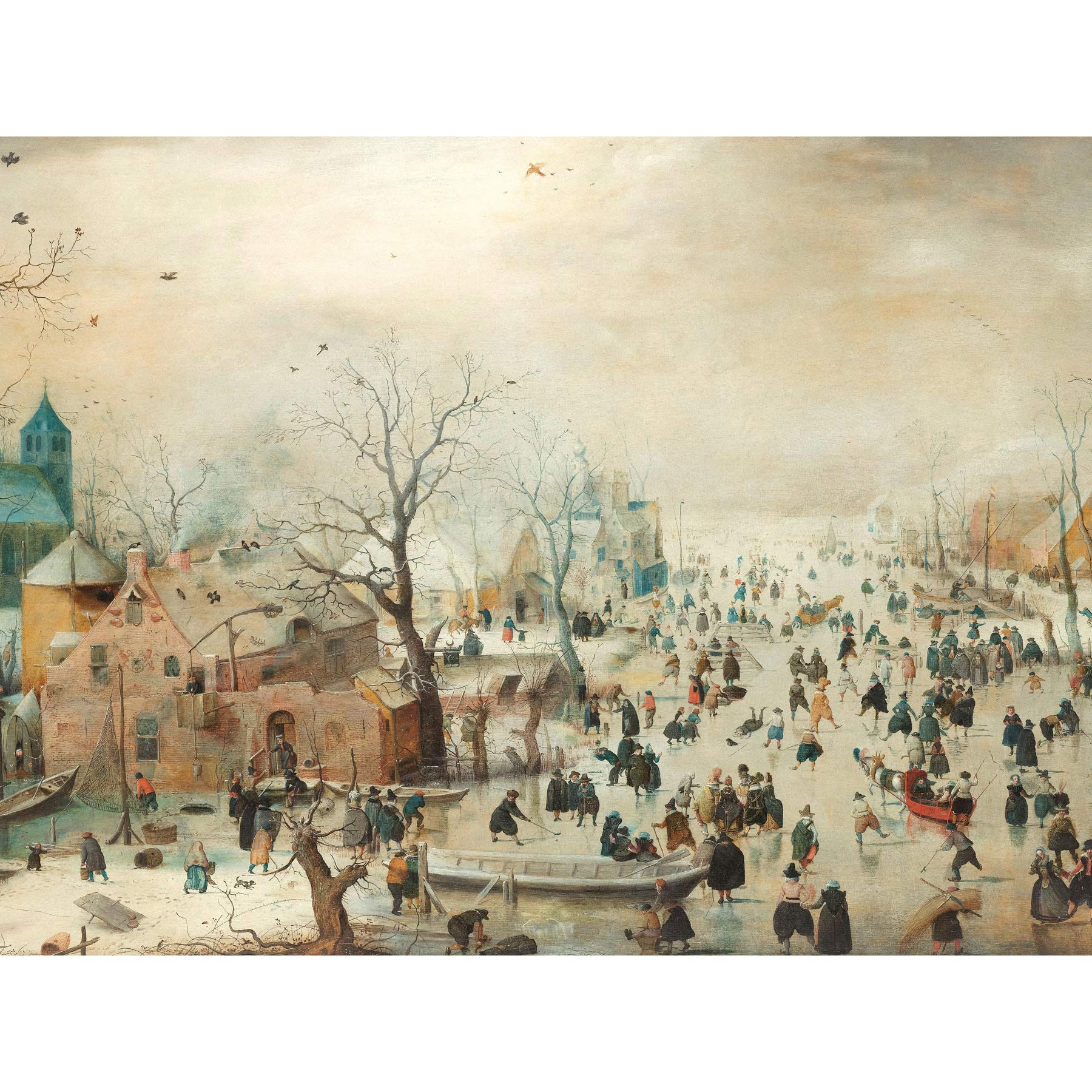 Artery8 Avercamp Winter Landscape Ice Skaters Painting Large Wall Art Poster Print Thick Paper 18X24 Inch