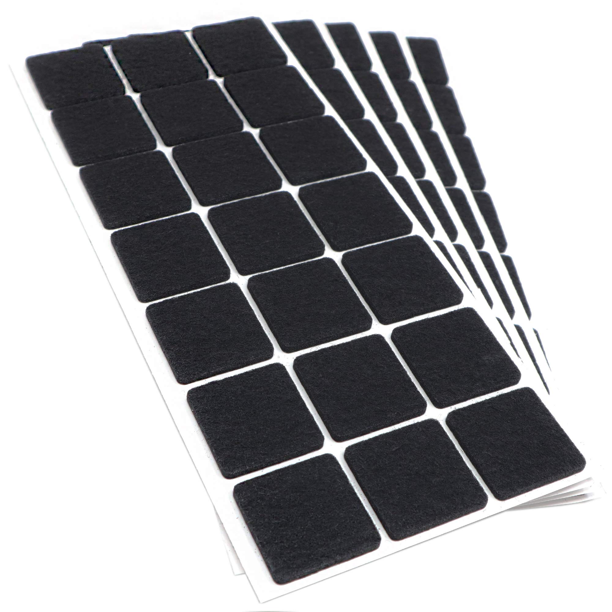 Adsamm® / 105 x self-adhesive felt pads/Black / 1.18x1.18'' (30x30 mm) / square / 0.138'' / 3.5 mm thick stick-on furniture felt glides/Furniture & Chair Glides