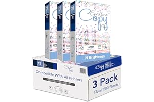 Eagle Grip Excellent Copy Paper, 6 lb, Letter Size 8.5” x 11”, 97 Brightness, 1500 Sheets (3 Pack) – 75 GSM Printer Paper for