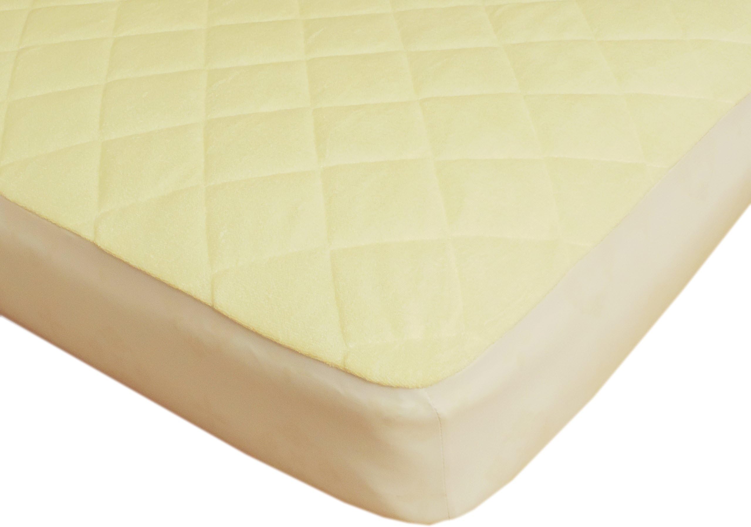 Healthy Baby Ideas Bamboo Viscose Crib Mattress Pad Waterproof Quilted Size 52"x28" + 9" Deep Full Fitted Stretch Skirt. Light Yellow