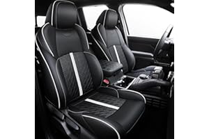 Carlimeki Leather Seat Covers Custom Fit for Tacoma 4th Gen 2024 2025 Double Cab, for SR, SR5, TRD PreRunner, TRD Sport, TRD Off-Road, Limited, Trailhunter - Armrest Covers Included - Fully Covered