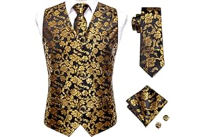 Hi-Tie Men's Suit Vest Tie Set With Lapel Pin Or Tie Clip Silk Waistcoat Necktie Handkerchief For Wedding Formal Tuxedo