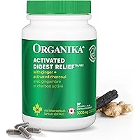 Organika Canadian-Made Digest Relief- with Ginger and Activated Charcoal- Relief for Digestive Upset, 90 Count (Pack of 1)