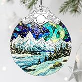 Stained Glass Ornament, Christmas Ornaments, Christmas Decorations for Tree, Holiday Ornament, Gifts for Nature Lovers, Holiday Party Gifts, Gift Ideas & Xmas Gift - Mountain Landscape