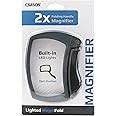 Carson LED Lighted Magnifold 2x Power Rectangular Magnifier For Reading, Inspection, Low Vision, Hobby and Crafts (MJ-50)