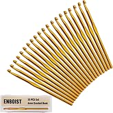 Crochet Hook 6mm, Crochet Hooks US Size H/8 Set, Aluminum Crochet Needles | 20PCS Gold Metal Crochet Hooks for Craft Yarn Contribute to Beginners DIY Knitting Needles for Beginners Women Adults