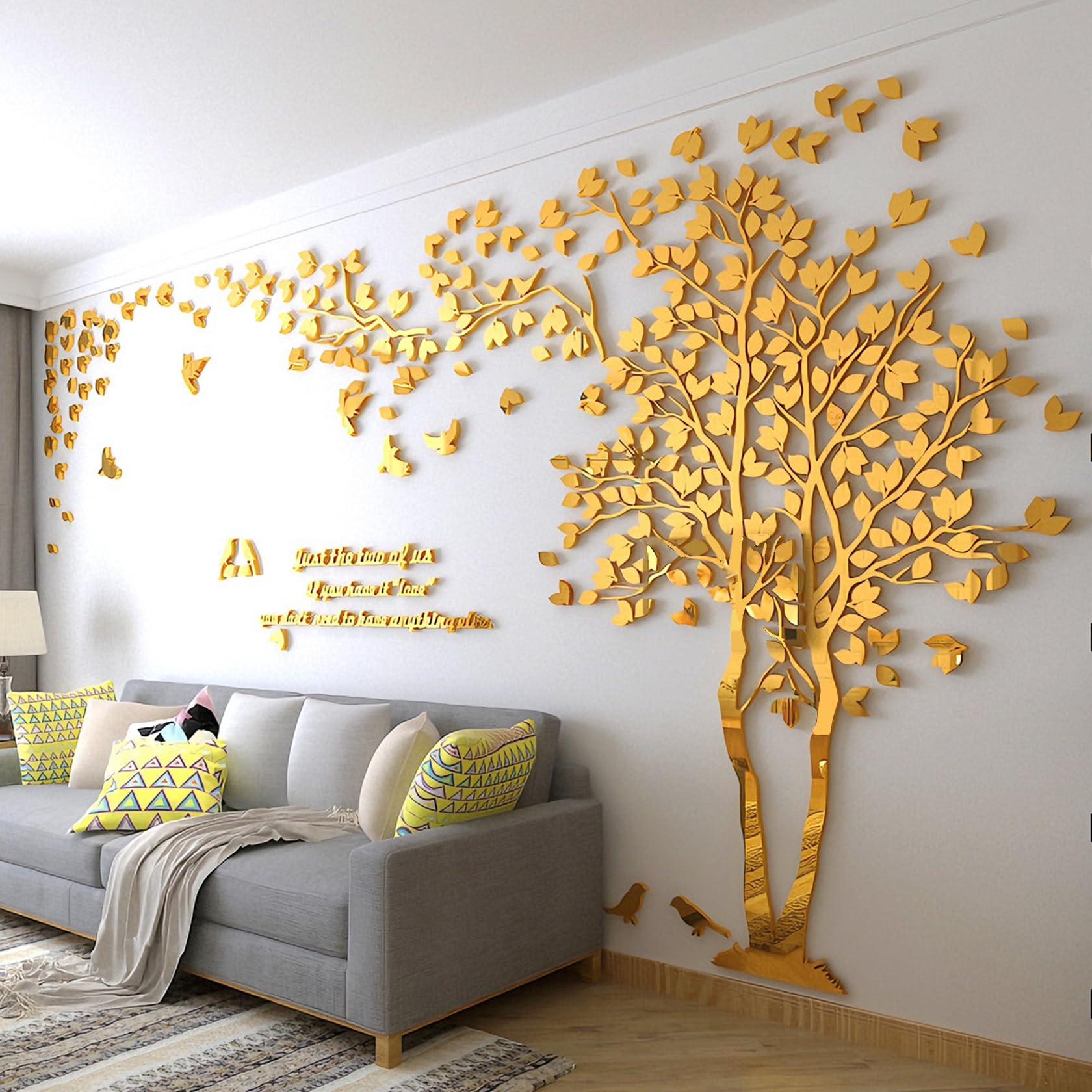 3D DIY Tree Wall Sticker Large Family Bird and Tree Wall Decal Art Mural Stickers Home Decor for Living Room Bedroom Home Decoration TV Backdrop Wall