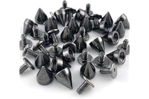 YORANYO 100 Sets 9MM Gun Metal Spikes and Studs Metal Bullet Cone Spikes Screw Back Leather Craft Rapid Rivet Screws Punk Studs and Spikes for Clothing Shoes Leather Belts Bag Rivets 11/32 Inch