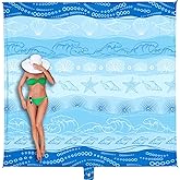 WEKAPO Beach Blanket Waterproof Sandproof Oversized Extra Large Sand Free Beach Mat with Stakes, Storage Bag - Essentials for Outdoor Beach, Picnic (Bohemian Starfish, 11 X 9 FT (1~10 Person))