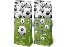 Outego 24 Soccer Party Favor Bags with Stickers Soccer Goodie Bags Soccer Party Favors for Kids Soccer Birthday Party Supplies