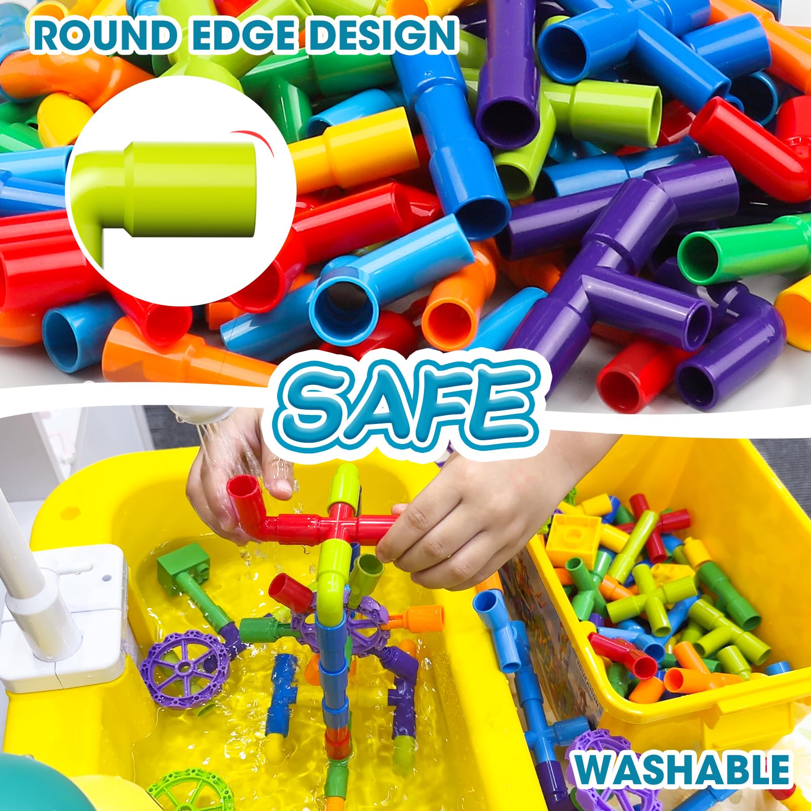 burgkidz Building Blocks STEM Pipe Tube Learning Toys Birthday Gifts, Educational Autistic Toy Compatible Building Pipeworks Constructions for Kids Boys Girls Ages 3 4 5 6 7 8+