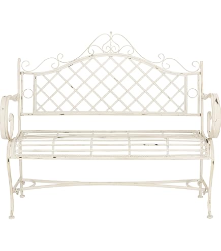 Panchina Da Esterno Safavieh Jovanna 2 Posti In Metallo - Grigio Ardesia - Stile French Quarter - 6