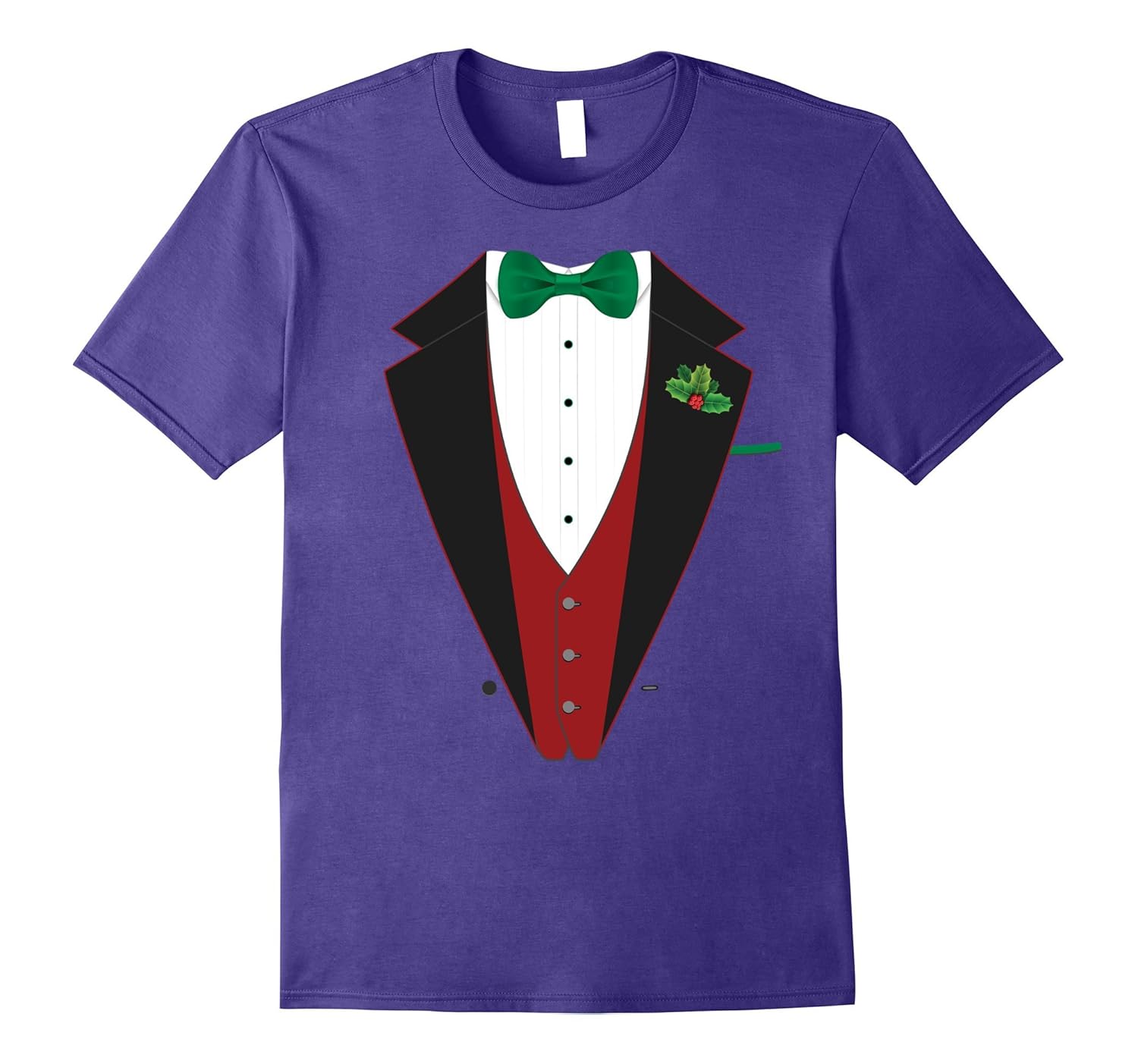 Christmas Tuxedo T Shirt with Green Bowtie - for Holidays-Rose