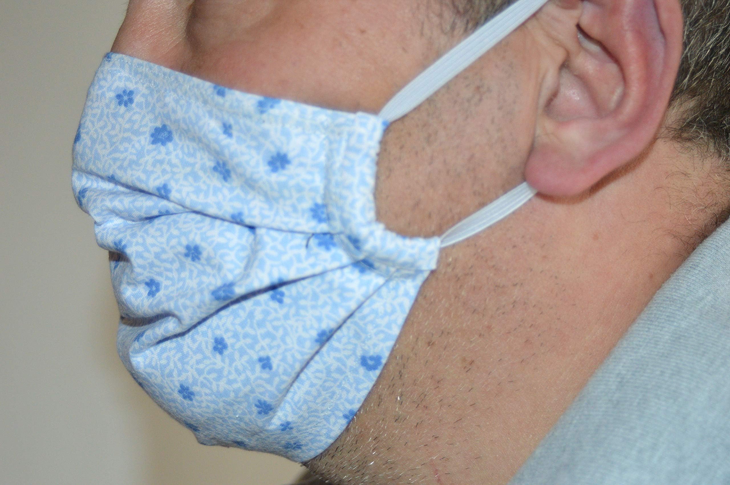 Mask Re-Usable/Filtration Of Fumes/Nose adjustable/Chin Tuck For Snug Fit/ 100% Quality Cotton Fabric/Washable/UK Made/Blue/Men