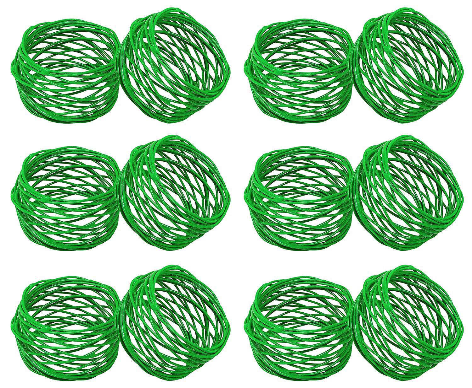 SKAVIJ Handmade Twisted Wire Mesh Napkin Rings Holders Decor Dinner Party Wedding Thanksgiving Christmas Gathering (Green 12pcs)