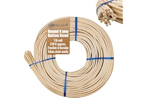 UNIQANTIQ HARDWARE SUPPLY 4 mm Round Reed # 6 | 1 Pound Coil | Rattan Reed for Basket Weaving and Wicker Furniture Making | Basketry, Wicker Weaving and Wicker Repair Supplies | UA-400RR