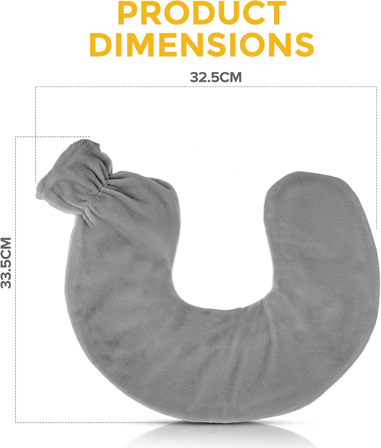 LIVIVO 1L Neck & Shoulder U-Shaped Hot Water Bottle, Soft Fleece Cover Hot Water Bag for Winter Warmth Pain & Stress Relief - Image 5