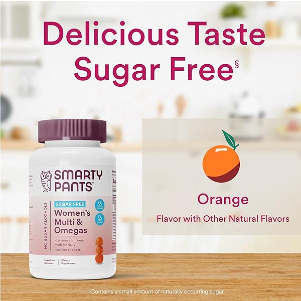 SMARTYPANTS WOMEN’S MULTIVITAMIN GUMMIES, SUGAR FREE: BIOTIN, METHYLFOLATE, OMEGA 3 (ALA), VITAMIN D3, C, VITAMIN B12, B6, A, K & ZINC, INOSITOL, GLUTEN FREE, 60 COUNT (20 DAY SUPPLY)