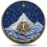Snowy Mountain Warm Cabin 1 Year Sobriety Coin - Cozy Loving Family AA NA Recovery Chips & Medallions - 1-10 Years Sober Coins - Alcoholics Narcotics Anonymous Gifts for Men Women