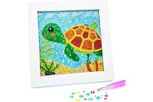 yohuu 5D Diamond Art Kit for Kids 7.1"X7.1" with Wooden Frame Arts and Crafts for Kids Ages 6-8-10-12 Easy to DIY Mosaic Gem Dots Painting by Number Kit Home Wall Decoration