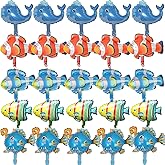 25Pcs Mini Ocean Animal Balloons Shark Dolphin Foil Mylar Balloon Clownfish Balloon Lobster Balloon for Ocean Fish Theme Birthday Baby Shower Party Decoration Supplies