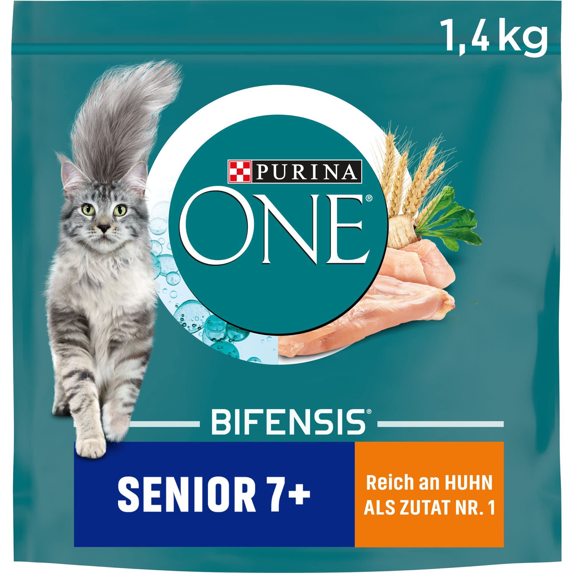PURINA ONE Bifensis Senior 7+ Dry Cat Food, Rich in Chicken, Pack of 6 (6 x 1.5 kg)