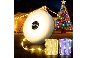 OGERY Camping String Lights, 32.8FT Rechargeable Christmas String Lights Outdoor/Indoor, 8 Modes 4-in-1 Quick Storage Fairy Lights Portable Lamp for Xmas Tree Decor Party Camping Essentials