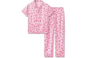 Topgal Satin Pajamas for Girls Coat Style Unicorn & Cat Silky Button Down PJ Set Size 6-16