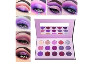 Afflano Purple Eyeshadow Palette Makeup Matte Glitter, Highly Pigmented Pink Eye Makeup Pallet, Dream Purple Pink Dark Red Violet Cute Bright Shimmer Travel Eyeshadow Pallet for Girl Women