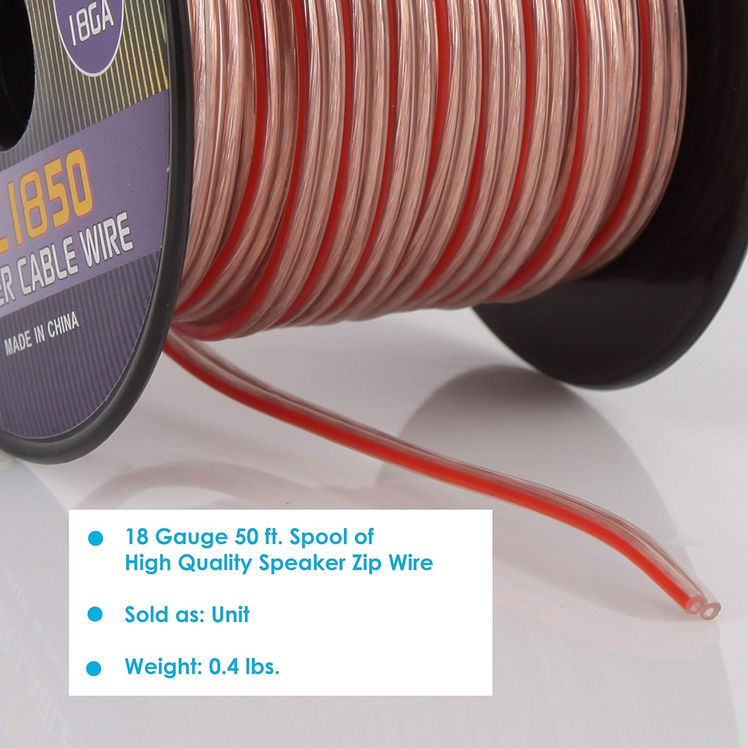 Pyle PSC1850 18-Gauge 50-Feet Spool of Speaker Zip Wire: Car Electronics