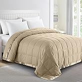 puredown® Down Blankets King Size - Soft Lightweight Bed Blanket for All Seasons, Cozy Warm Luxury Blanket with Satin Trim, Gold (108"X90")