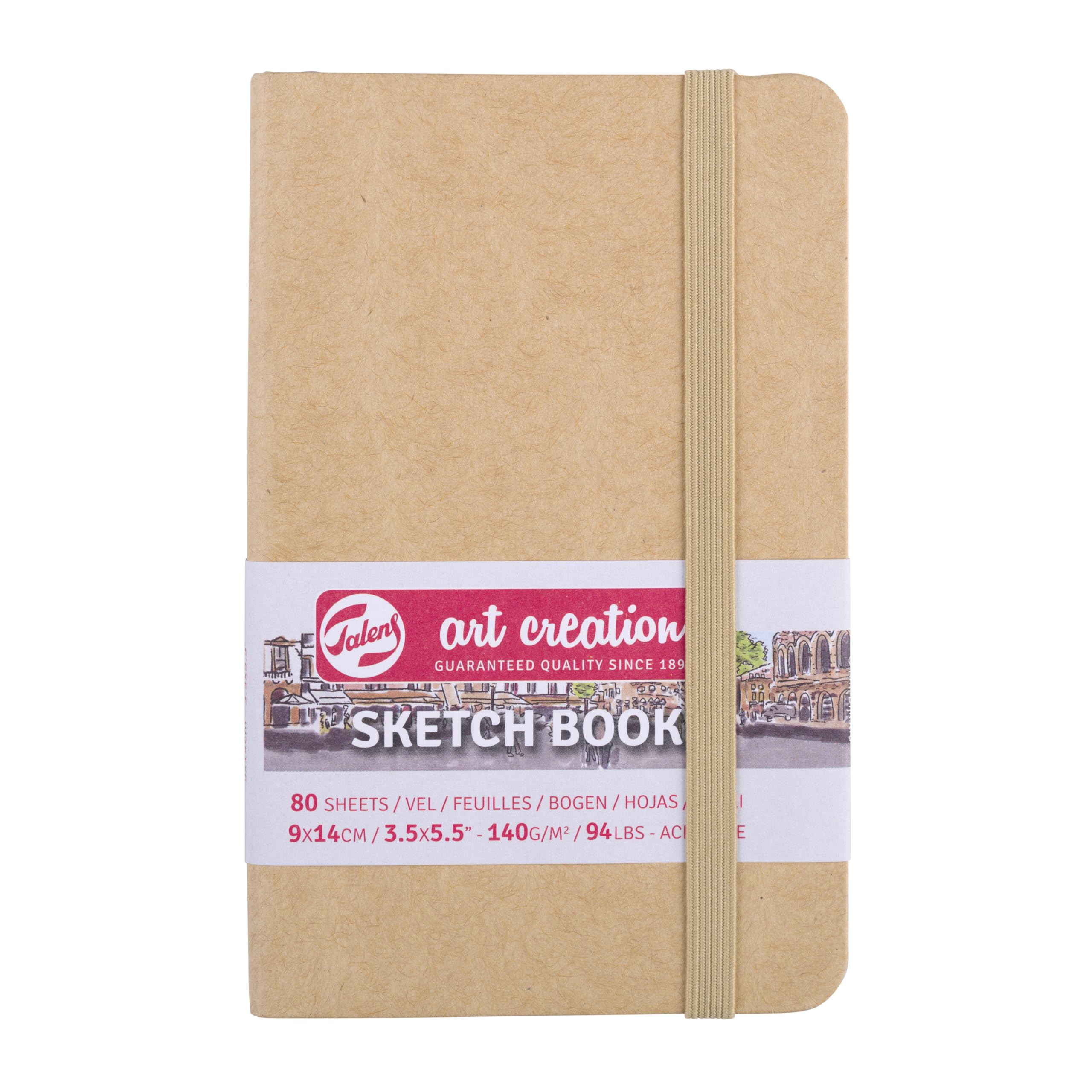 Talens Art Creation Sketchbook - Kraft Paper Cover - 9x14cm - 140g - 80 Sheets - Acid-Free Drawing Paper for Sketching & Journaling