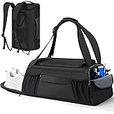 Gym Bag for Women Men, Duffle Travel Bag with Shoes Compartment and Wet Pocket, Waterproof Overnight Carry On Bag Backpack with Two Elastic Bottle Holders for Travel, Workout, Sports, Weekend - MIYCOO