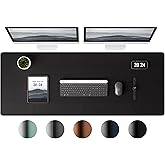 Aothia Leather Desk Pad Protector - Large Mouse Pad, Office Desk Mat, Non-Slip PU Leather Desk Blotter, Laptop Desk Pad, Waterproof Desk Writing Pad for Office and Home (Black, 38" x 13.7")